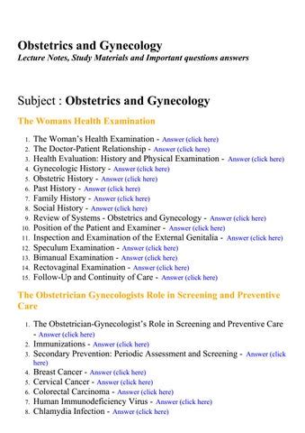 Lecture Notes on Obstetrics and Gynaecology PDF